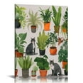 thumbnail image 1 of Nawypu Cat Wall Art Boho in Planters Canvas Print Framed Cat Artwork Cute House Plants Painting for Home Wall & Tabletop Decor, 1 of 4