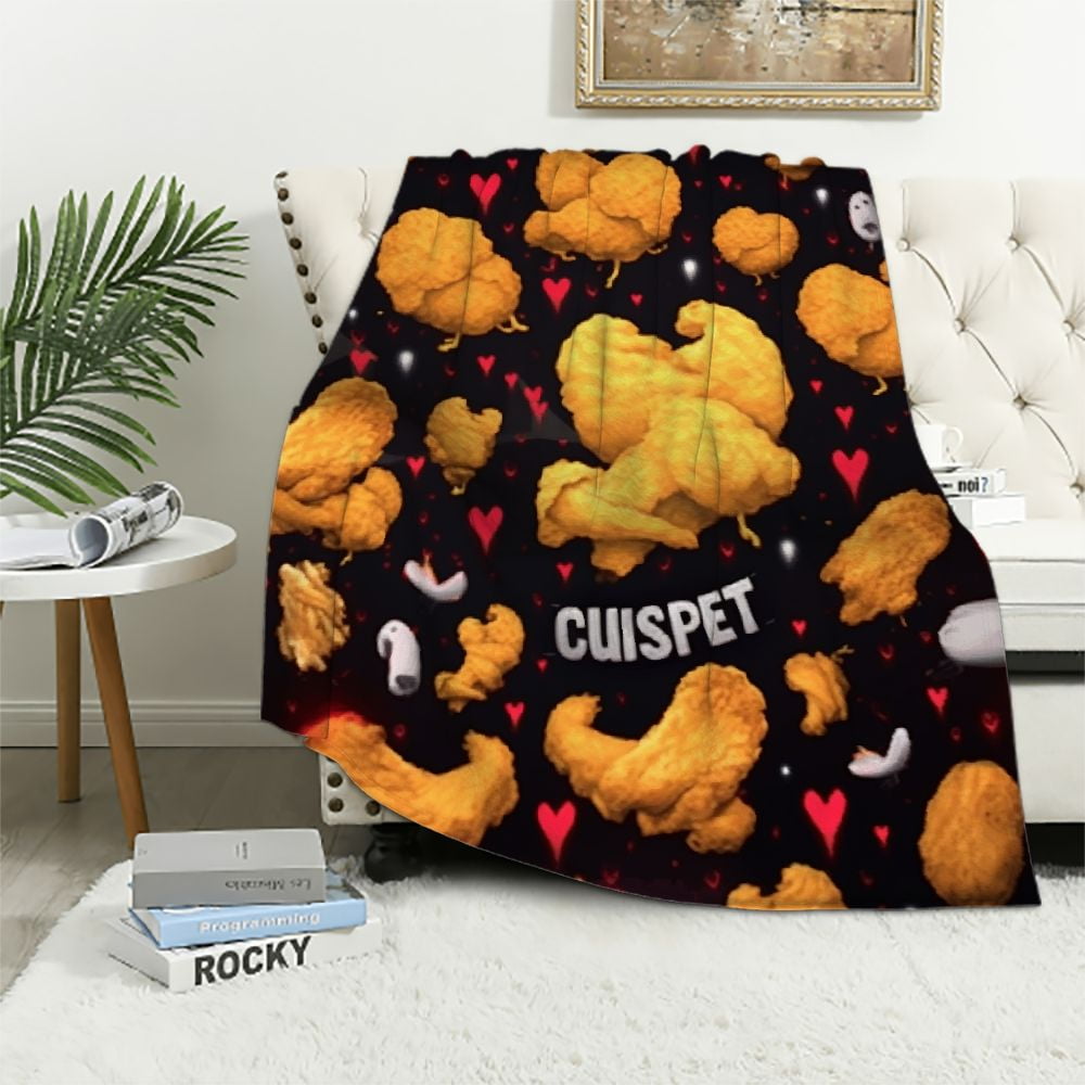 Nawypu Chicken Nuggets Blanket Ultra Soft Dino Nugget Flannel Blanket