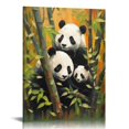 thumbnail image 1 of Nawypu Chinese style bamboo panda poster canvas wall art oil painting printing fun cute animal Room Decor Unframe-style16x20in, 1 of 4