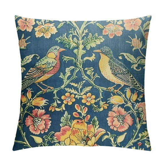 Nawypu Chinoiserie Blue Sage Green Teal Pimpernel Pillow Covers 16X16 in Colorful Floral Bird Red Strawberry Pillow Cases Vintage Flower Throw Pillowcases Home Decor for Couch Patio Sofa Porch