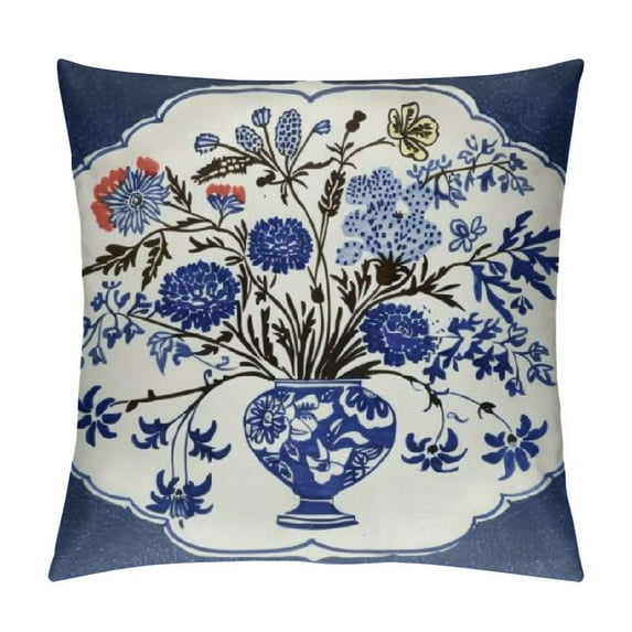 Nawypu Chinoiserie Blue and White Porcelain Lumbar Pillow Covers Farmhouse Canvas Blue Willow Cushion Covers Rectangle Pillow Covers Outdoor for Couch Home Decor