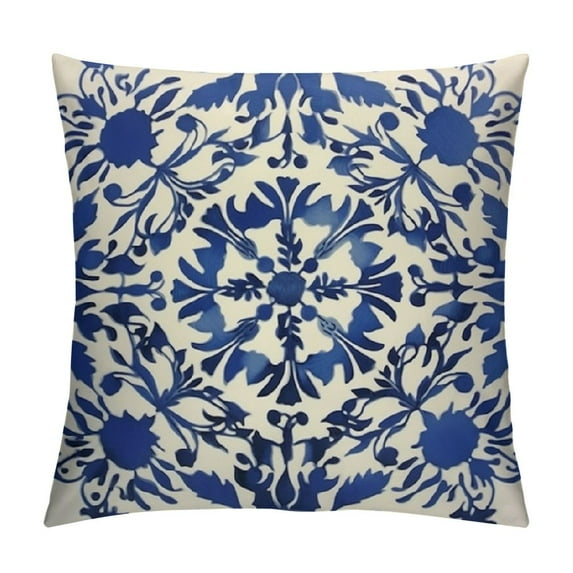Nawypu Chinoiserie Blue and White Porcelain Christmas Throw Pillow Covers Farmhouse Blue Willow Accent Pillows Case Cover for Couch