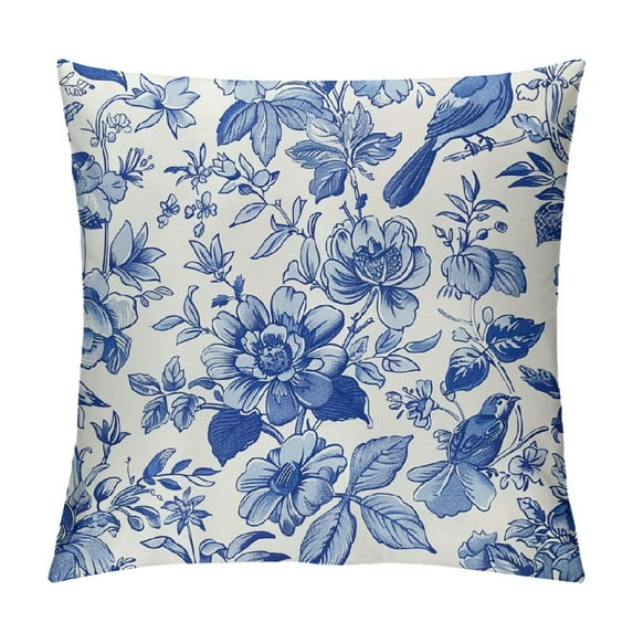 Nawypu Chinoiserie Pillow Covers Set of Outdoor Blue and White Porcelain Floral Decoration Cushion Cover Vintage Pillow Case for Bed Living Room Couch Home Decor,