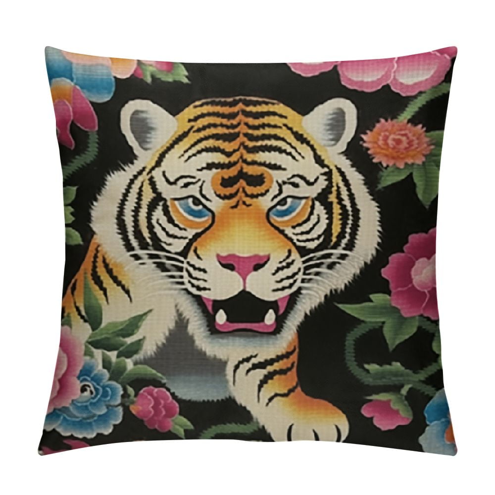 Nawypu Chinoiserie Pillow Covers Tiger Throw Pillows Decor Outdoor