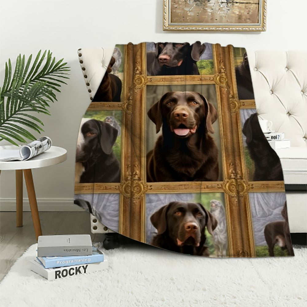 Nawypu Chocolate Labrador Blanket for Kids Boys Girls, Chocolate lab Gifts for Dog Lover