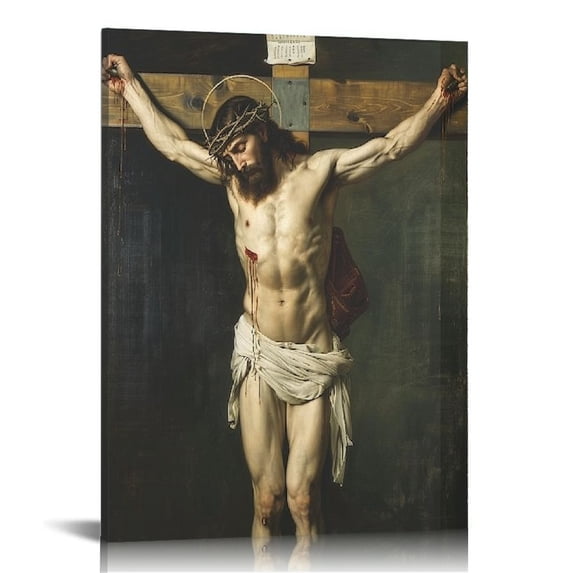 Nawypu Christ Crucified - Painting of Jesus on the Cross - Canvas Wall Art Unframed Jesus Pictures Print Poster for Living Room Bedroom Wall Decor