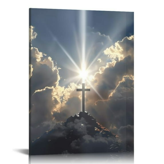 Nawypu Christian Jesus Canvas Wall Art - Jesus Cross Wall Decor - Panoramic Artwork- Jesus Artwork Christian Wall Art Picture of God Posters For Room Churches