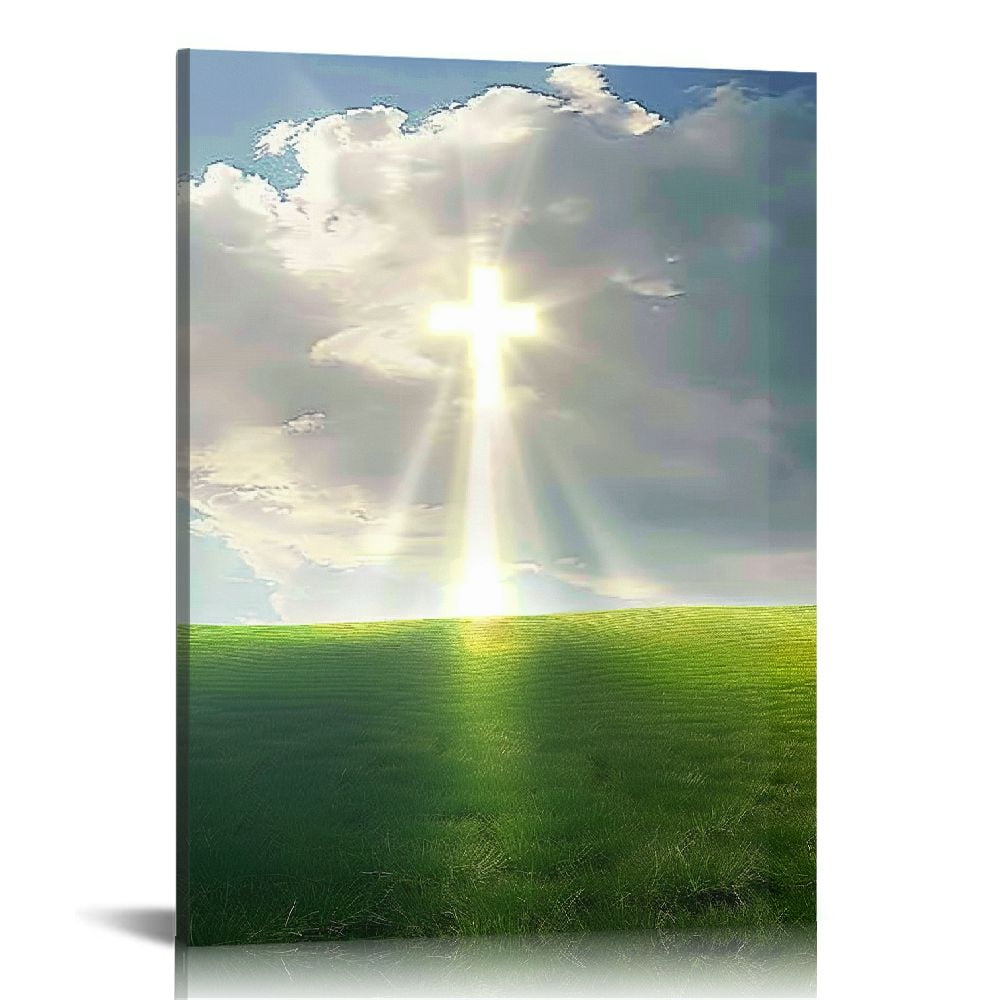 Nawypu Christian Wall Art Cross Decor Religious Wall Art Canvas Print