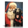 thumbnail image 1 of Nawypu  Christmas Holiday Santa and Black Lab Labrador Dog Poster Canvas Wall Art Print Room Wall Decor Bedroom Aesthetic Living Room Decor Christmas Gift (16x24inch-No Framed), 1 of 4