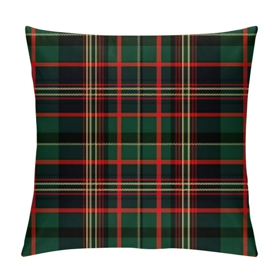Nawypu Christmas Pillow Covers, Farmhouse Scottish Tartan Plaid Throw Pillow Covers, Red Decorative Square Plaid Cushion Covers for Christmas Sofa Couch Chair Home Decor