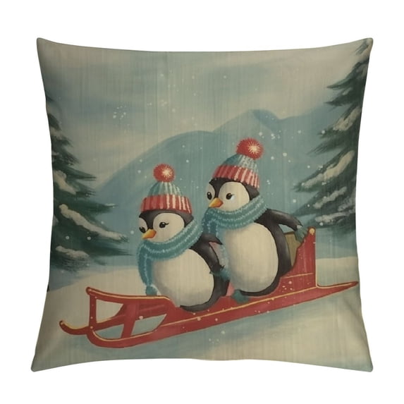 Nawypu Christmas Pillow Covers Polar Bear Snowman Penguin Throw Pillow Covers Xmas Winter Pillowcase Home Decor Living Room House Decorative Cushion Case for Sofa Couch