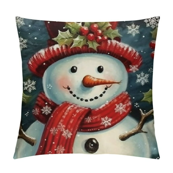Nawypu Christmas Pillow Covers, Winter Snowman Cushion Covers Xmas Throw Pillow Cases Santa Claus White Pillowcases Home Decor for Sofa Couch Bed