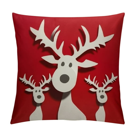 Nawypu  Christmas Pillow Covers , Xmas Red Elk Deer Decorative Throw Pillows Farmhouse Winter Holiday Cushion Case for Sofa Couch Outdoor Decor