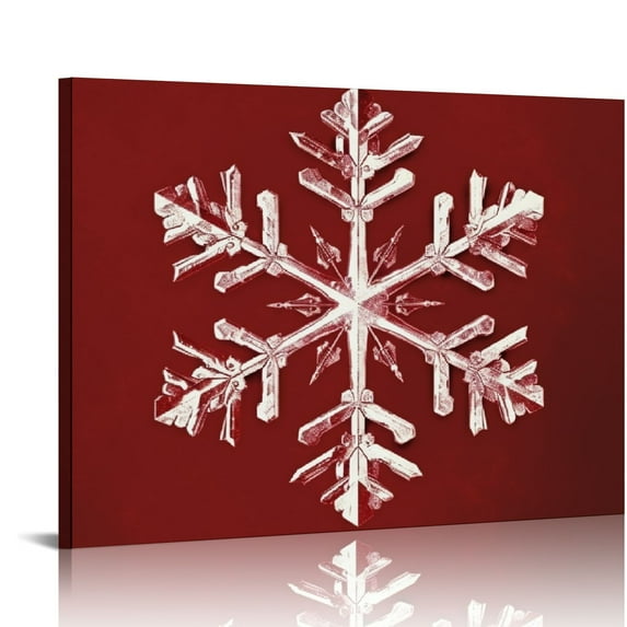 Nawypu Christmas Snowflake Wall Art,Winter Wall Print Christmas Decoration,Red Wall Poster Painting,Canvas Wall Art Decor for Home Living Room Bedroom