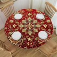 thumbnail image 1 of Nawypu Christmas Snowflakes Round Fitted Tablecloth Elastic Edge Waterproof Oil-Proof Table Cover Stain-Resistant Table Cloth Fits Round Tables, 1 of 7