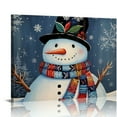 thumbnail image 1 of Nawypu Christmas Snowman Blue Wall Art for Living Room, Canvas Framed Wall Art Printed Modern Wall Painting for Bedroom Kitchen Office Holiday Decor Ready to Hang Watercolor Snowflakes Winter, 1 of 5