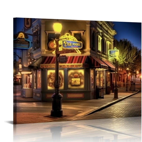 Nawypu Christmas Town Street Canvas Wall Art Pictures Poster Printing Modern Home Prints Decor