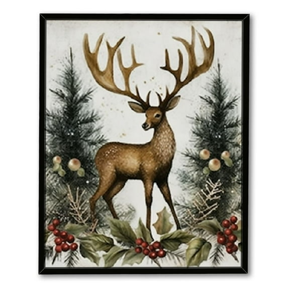 Nawypu Christmas Wall Art, Framed Wall Art with Christmas Decorative Prints, Christmas Gallery Wall Art Set for Living Room Bedroom as Christmas Decorations or Gifts