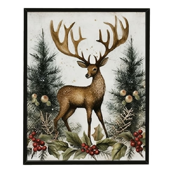 Nawypu Christmas Wall Art, Framed Wall Art with Christmas Decorative Prints, Christmas Gallery Wall Art Set for Living Room Bedroom as Christmas Decorations or Gifts