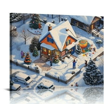 Nawypu  Christmas Wall Art, Framed Christmas Canvas Wall Art with Winter Snowy Scene for Wall Decorations, Christmas Gifts