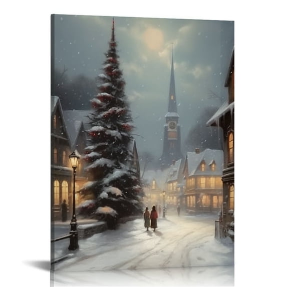 Nawypu Christmas Wall Art Home Decor Santa Claus with Poster Canvas Print Christmas Tree Pictures Winter Wall Decor Gallery Living Room Bathroom Room Aesthetic