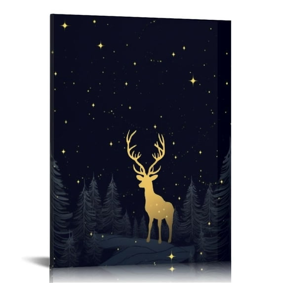 Nawypu Christmas Wall Art Picture Painting on Canvas, Framed Wall Decoration Picture Artwork for Living Bed Decor, Christmas Stars Snowflakes