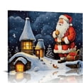 thumbnail image 1 of Nawypu Christmas Winter Canvas Wall Art with Wood Frames " Christmas Santa Hanging Wall Pictures Decoration for Holiday Living Room Bedroom Bathroom, 1 of 4