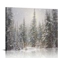 thumbnail image 1 of Nawypu  Christmas Winter Holiday Wall Art Canvas Print Painting 'Magical Snow Forest Scenery' Home Décor White, Gray, Silver, Nature Landscape, 1 of 4