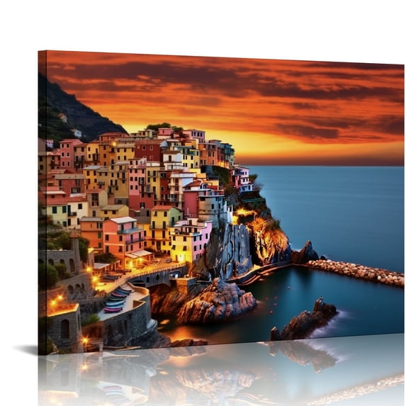 Awypu Cinque Terre Manarola Italy Cliff Homes Landscape Photo Photograph Art Sicily Almafi Coast Picture Beautiful Scenery Cool Wall Decor Art Print Poster