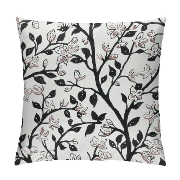 Nawypu  Classical Jacquard Pink Leaf Pattern Square Decorative Throw Pillow Case Cushion Cover