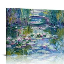 Nawypu Claude Monet Canvas Wall Art - Water Lilies Classic Artwork Picture Print with Framed Painting for Home Office Wall Decor