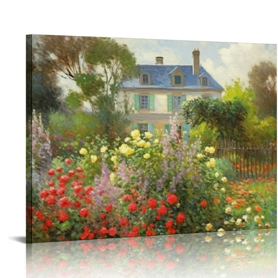 Nawypu Claude Monet Wall Art - Irises In Monet'S Garden Poster - Fine Art Prints Impressionist Canvas Print - Colorful Flowers Oil Paintings for Bathroom Bedroom