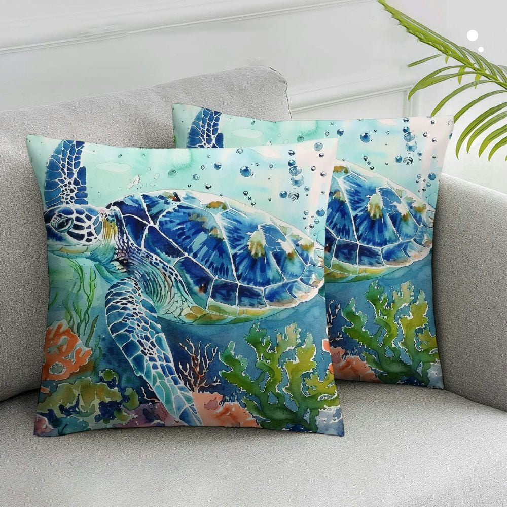 Nawypu Coastal Ocean Pillow Covers Sea Turtles Seahorse Decorative