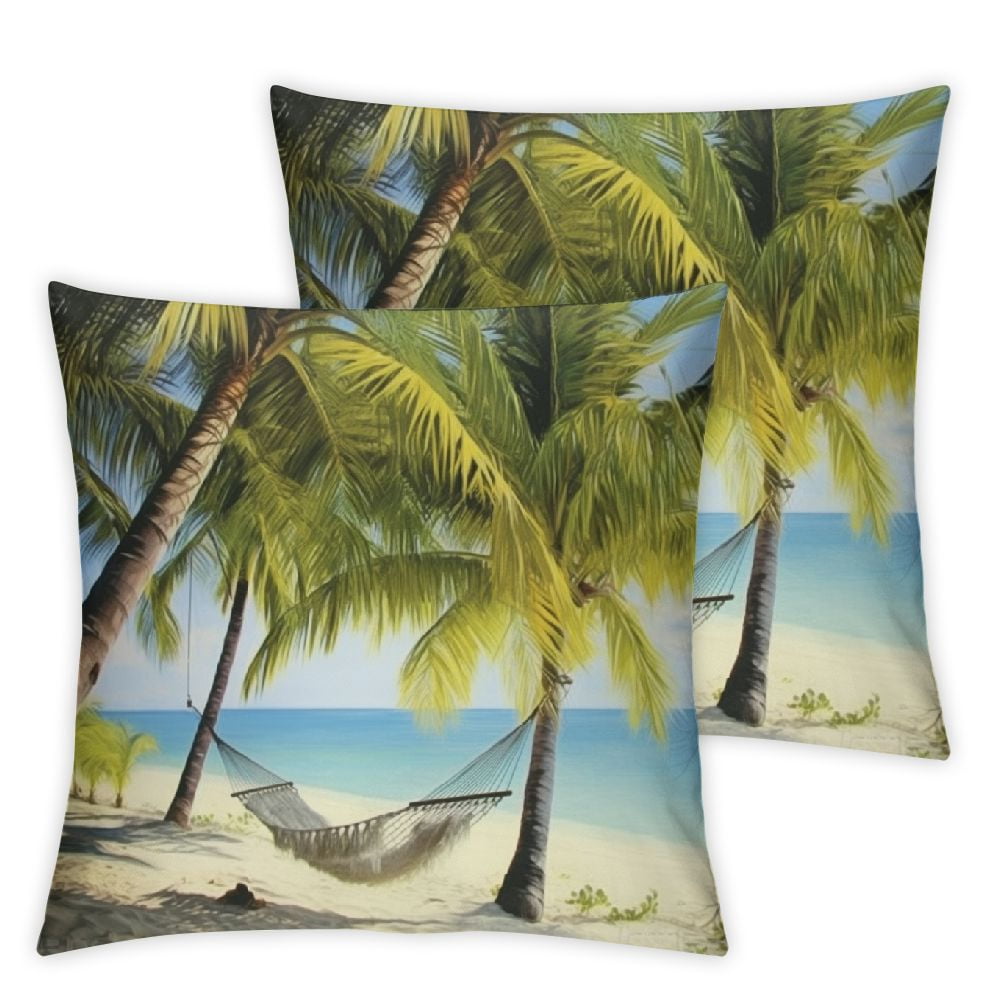 Nawypu Coastal Palm Tree Throw Pillow Cover 2pcs, Summer Hawaiin Style ...