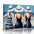 thumbnail image 1 of Nawypu Coastal Wall Art Beach Bathroom Ocean Decor Blue and White Seascape Beach Girls Painting Nautical Decorations for Home Swimsuit Beauty Canvas Picture Bedroom Living Room Beach House Artwork, 1 of 4