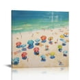 thumbnail image 1 of Nawypu Coastline Painting Poster with Colorful Umbrellas on The Beach Wall Art Paintings Canvas Wall Decor Home Decor Living Room Decor Aesthetic 16x16inch Frame-Style, 1 of 4