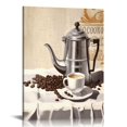 thumbnail image 1 of Nawypu Coffee Wall Art Coffee Bean Coffee Cup Pictures Wall Decor Rustic Kitchen Coffee Painting Canvas Prints Coffee Time Artwork Modern Home Decor Framed for Kitchen Dining Room Cafe Office, 1 of 4