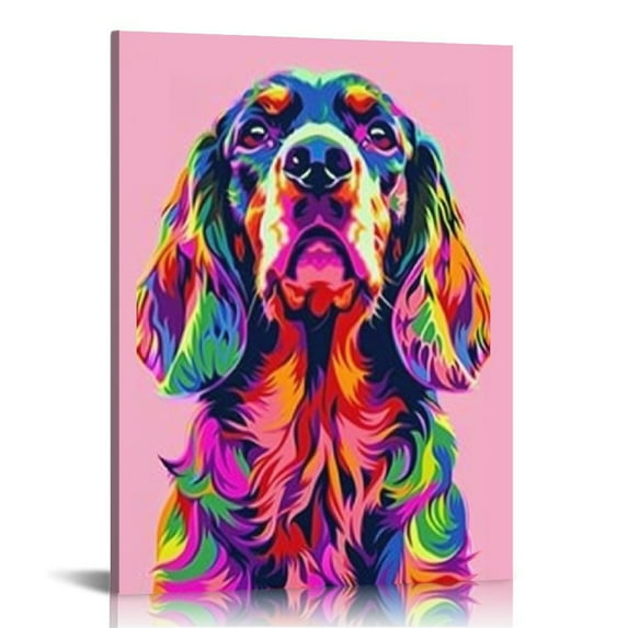 Nawypu Colorful Dog Wall Art Prints Pop Animal Pictures Wall Art Watercolor Wall Art Colorful Pop Art Wall Decorations Animal Canvas Wall Art for Home Living Room Ready to Hang