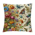 thumbnail image 1 of Nawypu Colorful Flowers Dragonfly Butterfly Throw Pillow Covers, Spring Flower Holiday Cushion Case Decoration for Sofa Couch, 1 of 5
