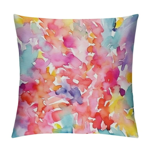Nawypu  Colorful Painting Throw Pillow Covers Multicolor Watercolor Spot Red Green Yellow Square Pillowcases for Home Decor Sofa Car Bedroom Pillow case