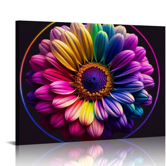 Nawypu  Colorful Wall Art Bedroom, Colorful Daisy Wall Art Living Room, Large Floral Painting Print Wall Art Decor, Retro Flower Watercolor Picture for Bathroom Dining Room Home,