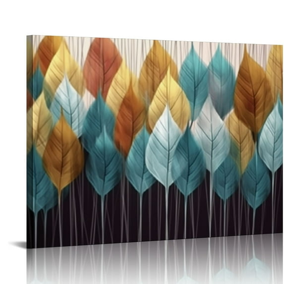 Nawypu Colorful leaves Pictures Canvas Wall Art for Living room Bedroom or Bathroom Wall Decor,Abstract leaves Wall Art Print Paitnings for home Decor,Abstract painting Waterproof Stretched