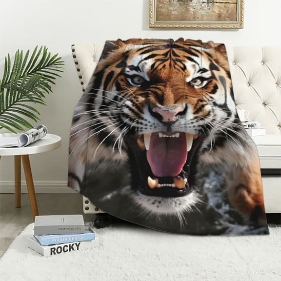 Nawypu  Cool Tiger Throw Blanket,Leopard Print Blanket Lightweight Flannel Blanket Home Decoration for Women Men Throw Blankets