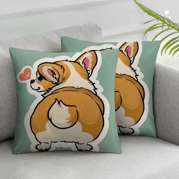 Nawypu Corgi Gifts for Corgi Lovers,Corgi Pillow Covers,Guess What Corgi Throw Pillow Covers,Corgi Pillowcase Corgi Gifts,2 Pcs