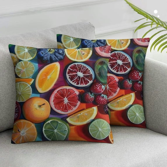 Nawypu Couch Pillows Fruity Tutti Colorful Fruit Slices Couch Cushion Cover Kiwi Fruit Pillow Covers Decoration for Home Throw Pillow Case Cushion Cover Couch Decorative Square,Set of 2