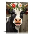 thumbnail image 1 of Nawypu Country Cow Decor Farmhouse Canvas Wall Art Cow Pictures Wall Decor for Bedroom Rustic Cute Black and White Cow Framed Wall Decoration Canvas Artwork Printed &amp; Ready to Hang -16x20 inch, 1 of 4