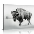 thumbnail image 1 of Nawypu Country Farmhouse Canvas Print Painting Animal Wall Art 'Black and White Bull Bison Gallery Wrapped Canvas Rustic Home Décor 45x30 in Gray, Black by, 1 of 4