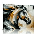 thumbnail image 1 of Nawypu Country Farmhouse Canvas Print Painting Animal Wall Art 'Glamerous Gold Noir Horse' Gold Framed Canvas Rustic Home Décor Gold, Black, 1 of 6