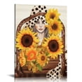 thumbnail image 1 of Nawypu Country Leopard Print Sunflower Gnome Canvas Prints Wall Art Decor Desk Sign Sunflower Gnome Poster Painting Framed Artwork Home Shelf Wall Decoration, 1 of 5