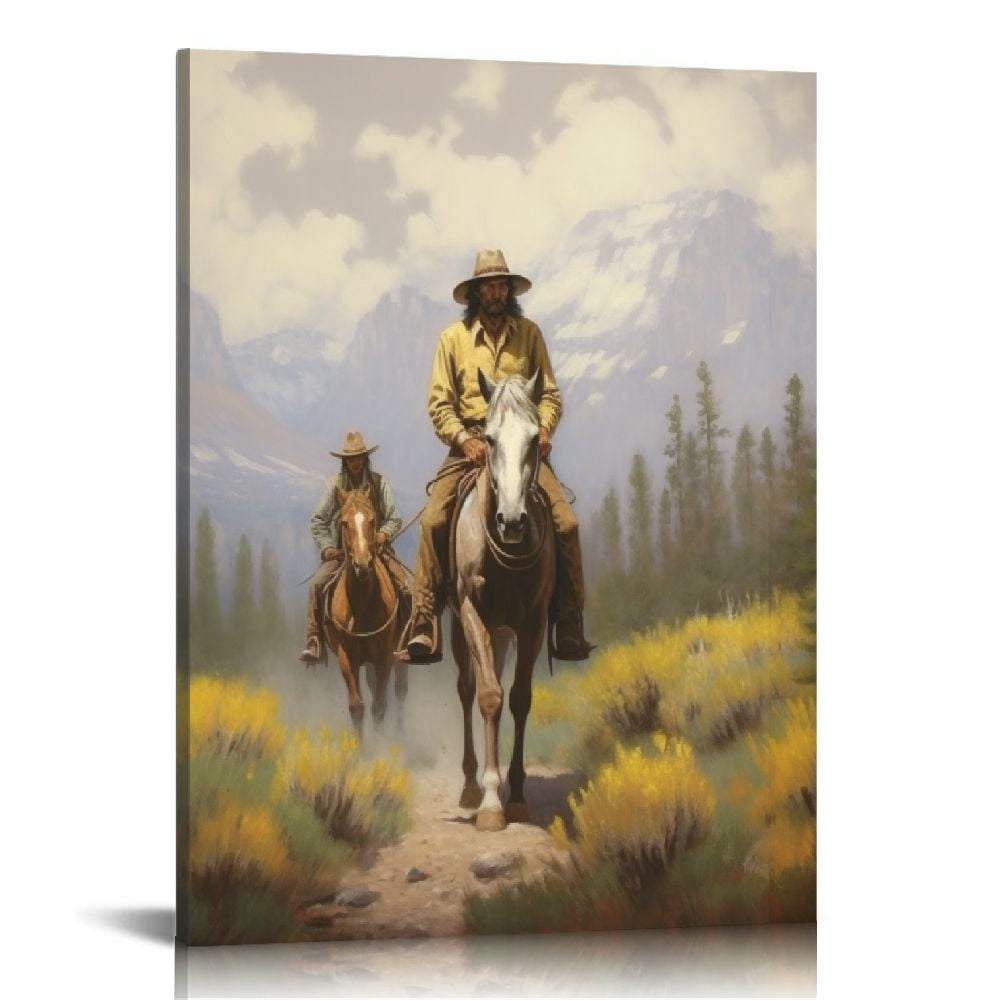 Nawypu Cowboy Wall Art Western Cowboy Horse Abstract Modern Banksyes ...
